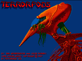 Terrorpods title screen for Amiga